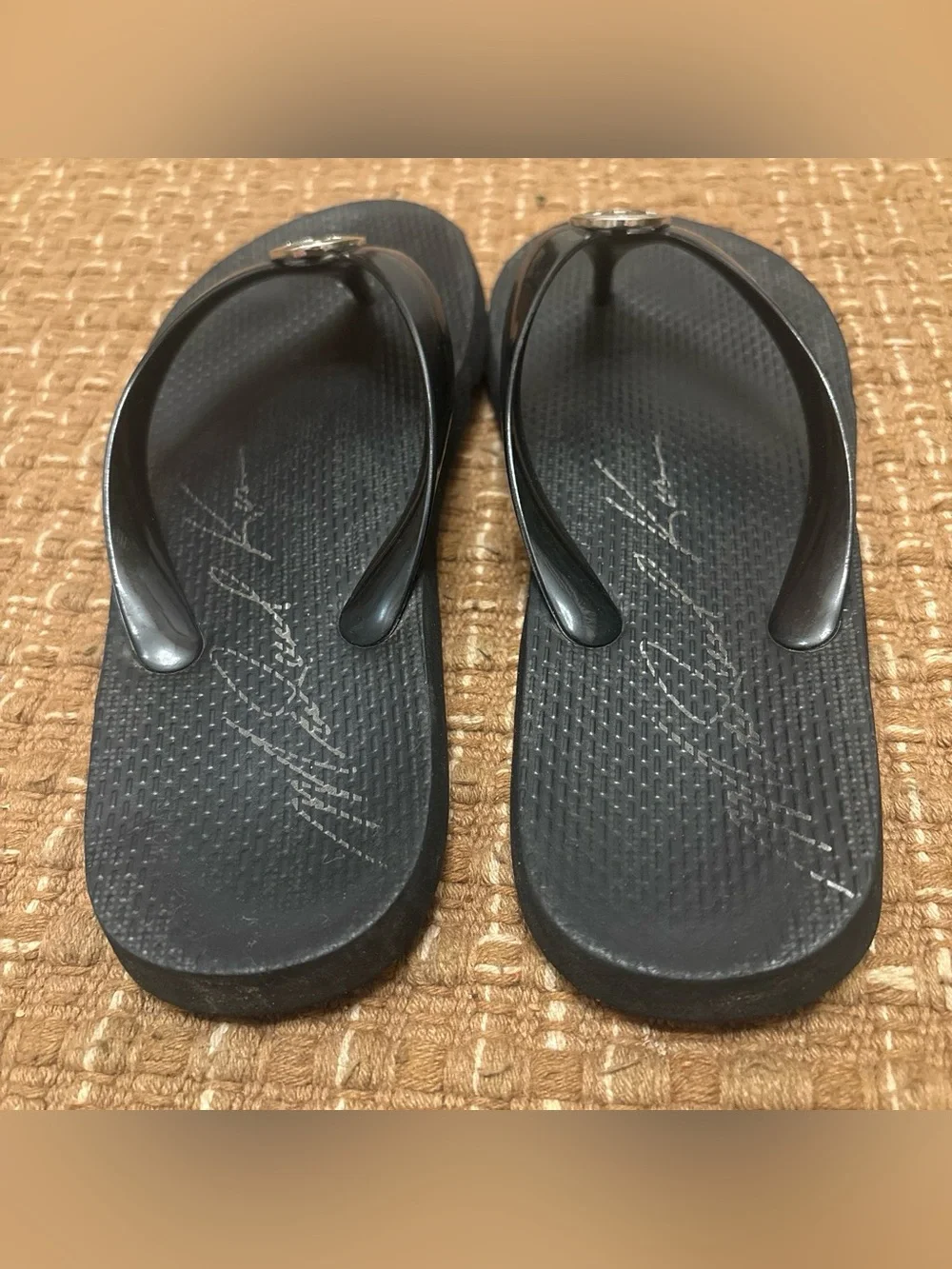 Michael Kors Black Women's MK Logo Jelly Flip Flop Sandals